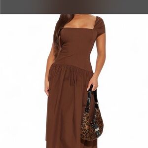 Fashion Nova One Shoulder Brown Dress
